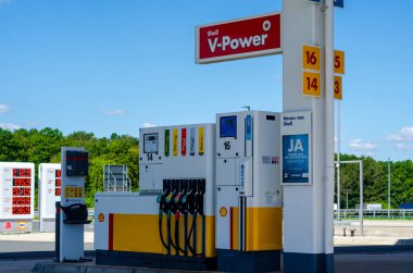 Geseke, Germany - August 07, 2021: Shell V-power fuel station.