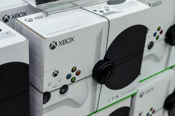 Hamm Germany August 2021 Microsoft Xbox Video Game Console Sale Stok Gambar