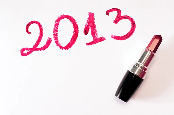 Jaar 2013 en lippenstift — Stockfoto