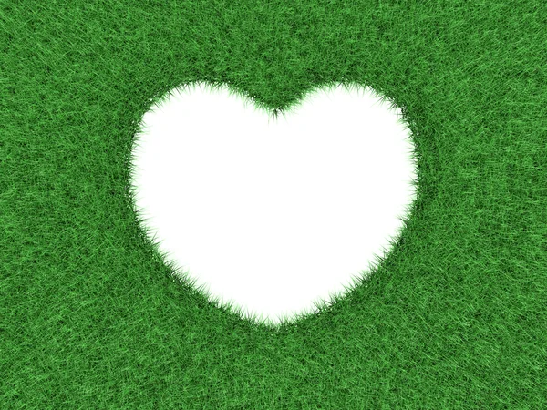 Forme de coeur dans l'herbe verte — Photo