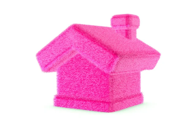 3D rosafarbenes pelziges Haus — Stockfoto