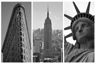 New york siyah beyaz triptych