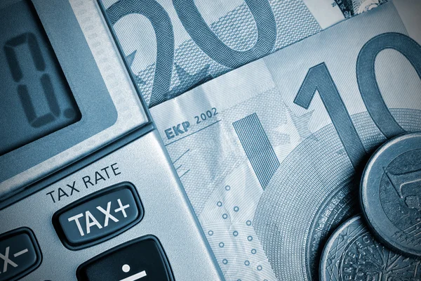 Detail of calculator, focusing the TAX key — Stock Photo, Image