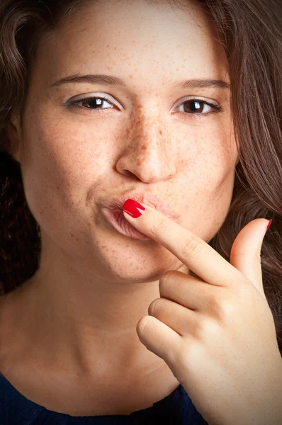 Finger in Mouth — Stock Photo, Image