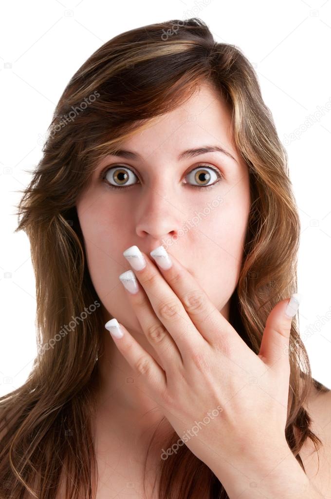 Shocked Woman Covering her Mouth