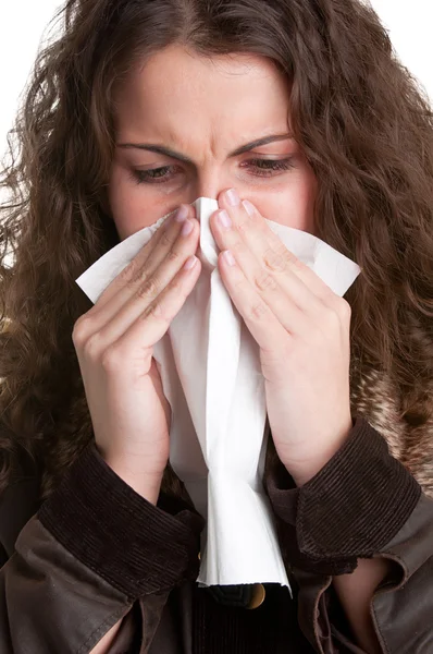 Sick Woman Sneezing — Stock Photo, Image