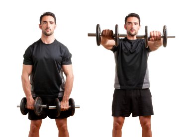 dumbbels ile çalışma dışarı adam