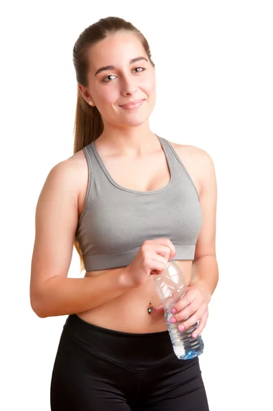 Femeia care deține o sticlă de apă — Fotografie, imagine de stoc