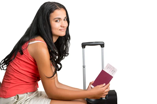 Mujer esperando en un aeropuerto —  Fotos de Stock