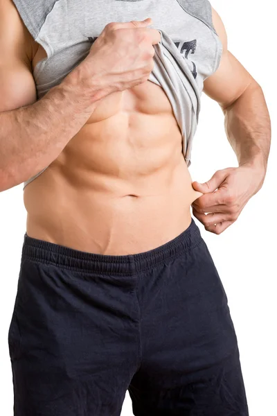 Male Pinching Fat From his Waist — Stock Photo, Image