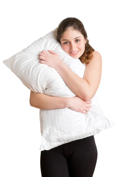 Kadın holding yastık — Stok fotoğraf
