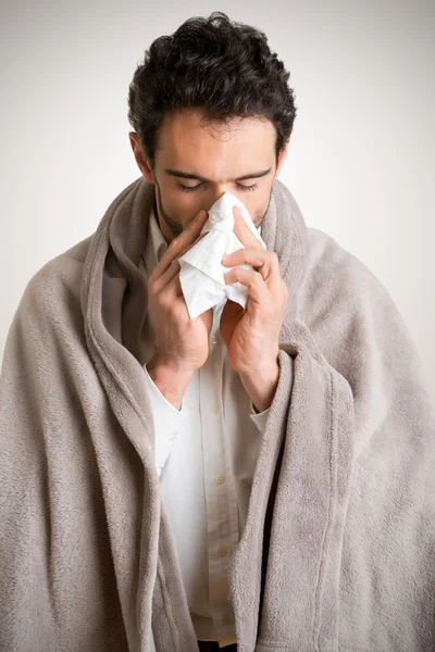 Sick Man Sneezing — Stock Photo, Image