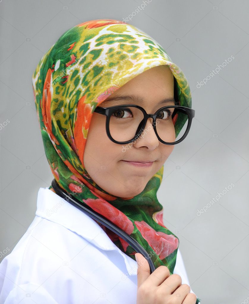 Smile of Scarf Girl with Big Sunglass