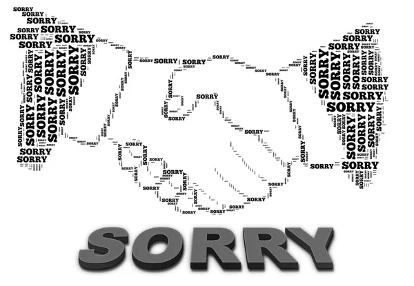 Sorry text and handshake shape — Stock Photo, Image