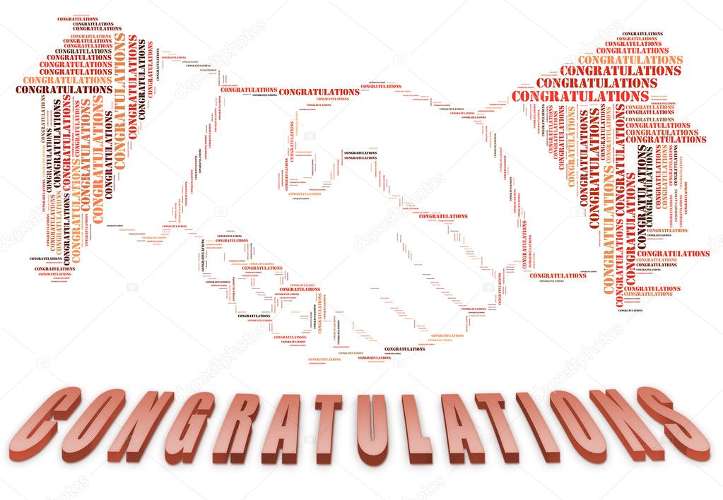 Congratulations text and handshake shape
