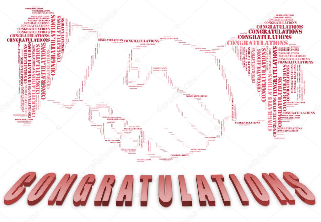 Congratulations text and handshake shape