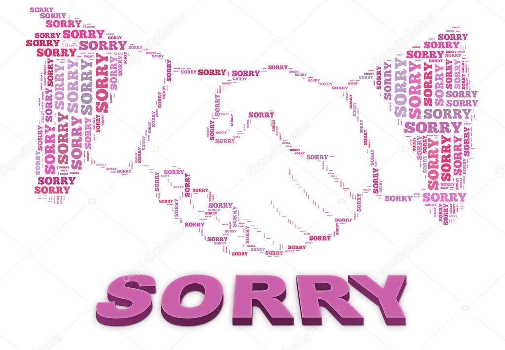 Sorry text and handshake shape