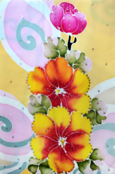 Blume Batik Hintergrund mit Stoff Textur — Stockfoto