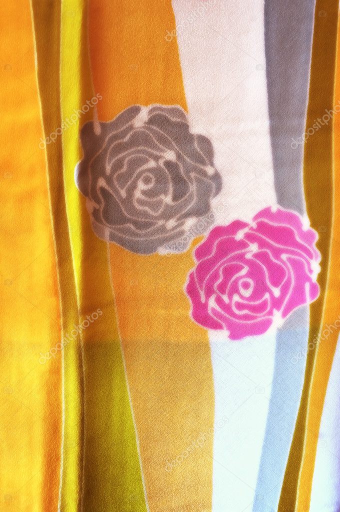 Flower Batik Background with fabric texture