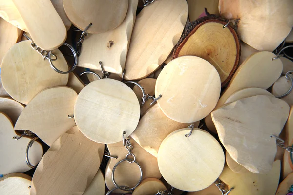 Wood key chains with empty space — Stock Photo, Image