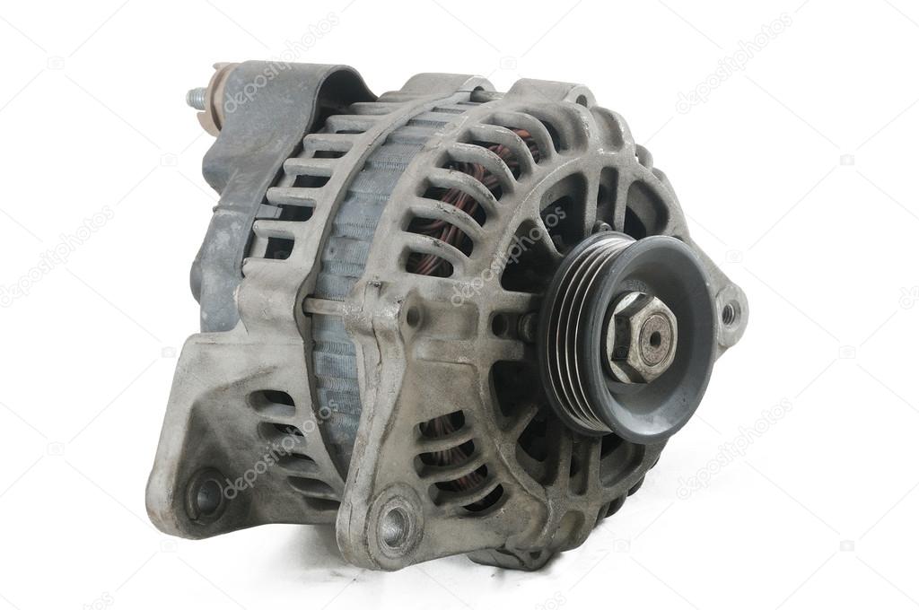 Used car alternator on with background