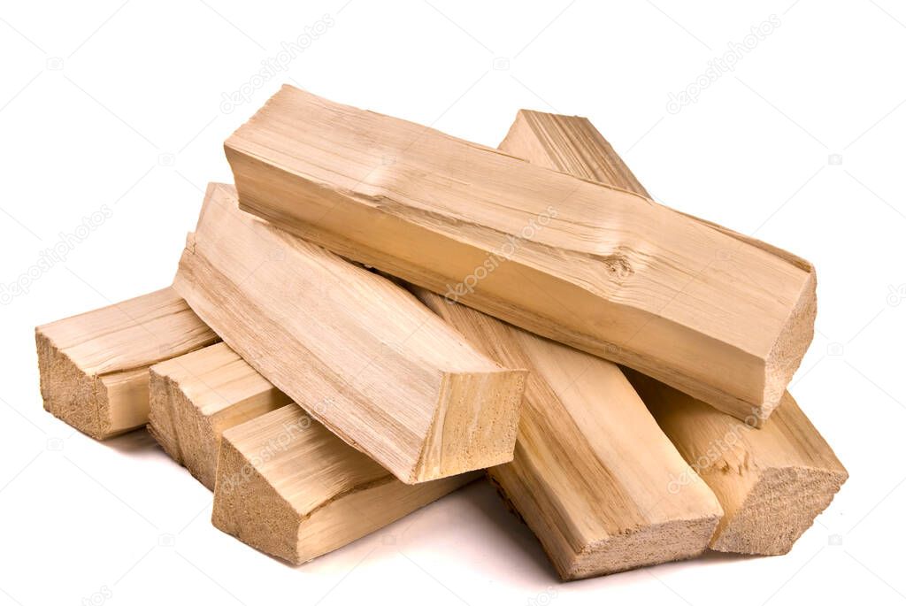 Pile of firewood isolated on a white background. For the fireplace.