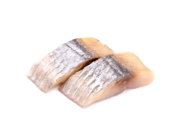 Marinated Herring Sliced Fish Fillet Isolated White Background — ストック写真