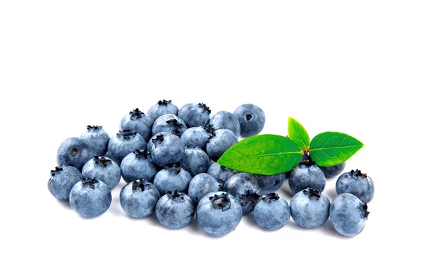 Fresh Blueberries Bluberry Leaves Isolated White Background — Stock Photo, Image
