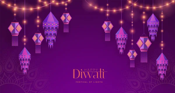 Glad Diwali Grupp Papper Grafisk Indisk Lykta Indiska Festliga Tema — Stock vektor