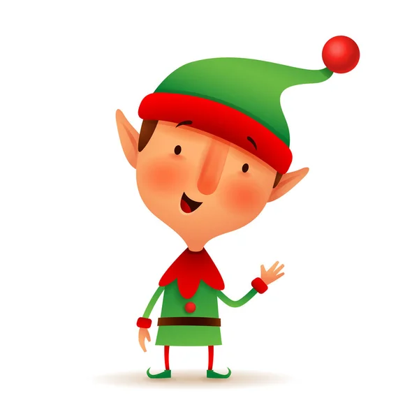 Personaje Navidad Pequeño Elfo Ilustración Vectorial Elfo Sobre Fondo Blanco — Vector de stock