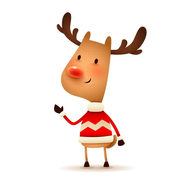 Χριστουγεννιάτικος Χαρακτήρας Τάρανδος Την Κόκκινη Μύτη Εικονογράφηση Διάνυσμα Του Τάρανδου — Διανυσματικό Αρχείο