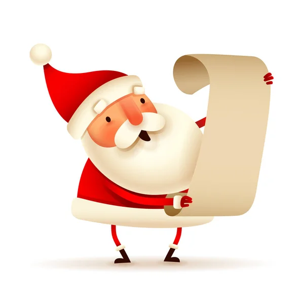 Різдвяний Персонаж Санта Клаус Перевіряє Свій Список Білому Тлі Відокремлені — стоковий вектор