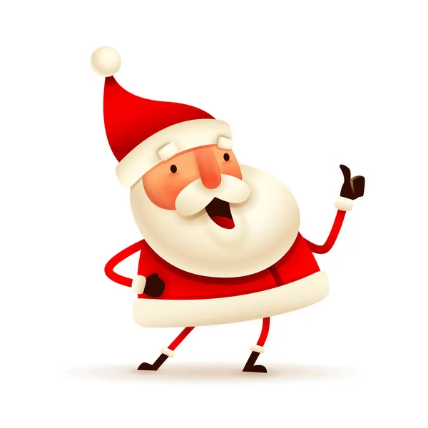 Kerst Karakter Santa Claus Tonen Duim Omhoog Witte Achtergrond Geïsoleerd — Stockvector