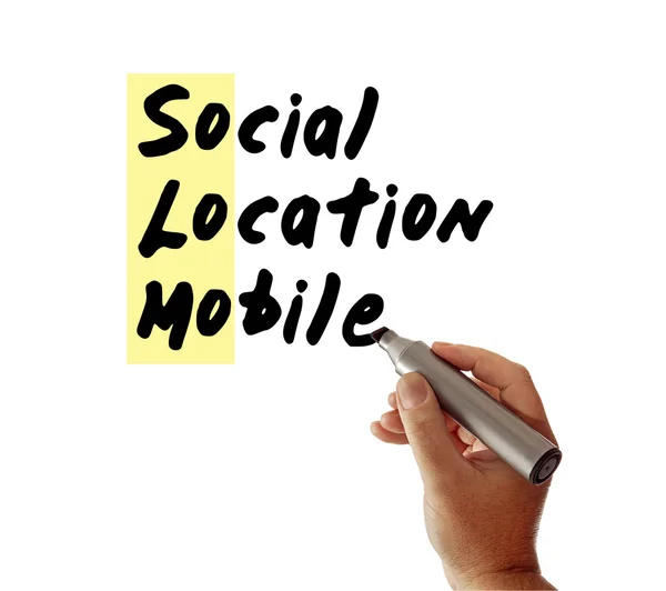 Sociale locatie mobiele hand marker — Stockfoto