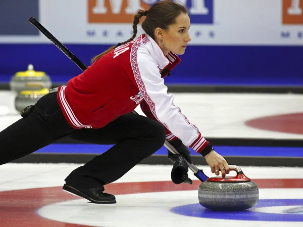 Curling kobiet Rosja anna sidorova — Zdjęcie stockowe