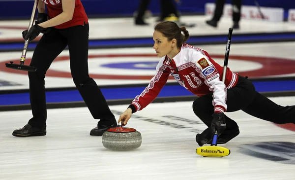 Curling Frauen Russland überspringen anna sidorova — Stockfoto