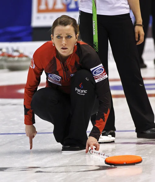 Curling Women Canada Emma Miskew Watches — Stock Photo, Image