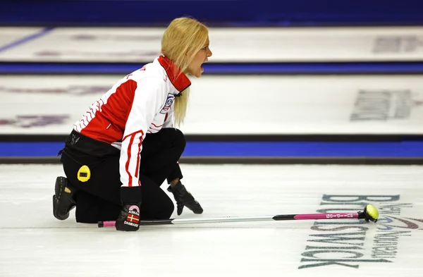 Curling kobiet dania dupont krzyczeć — Zdjęcie stockowe