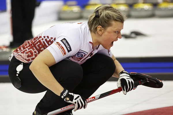 Curling Frauen Lettland iluta linde — Stockfoto