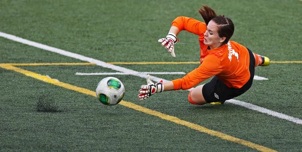 Canada jogos futebol mulheres guardador bola salvar — Fotografia de Stock