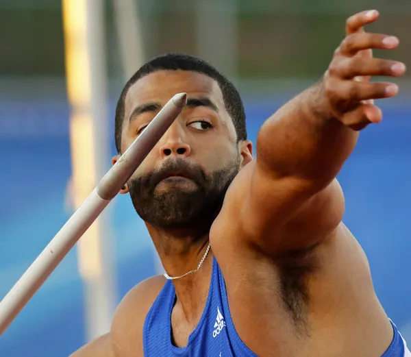 Javelin throw male athlete canada — Stok fotoğraf