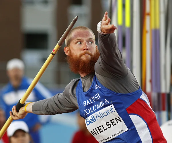 Speerwerpen gooien man atleet canada — Stockfoto