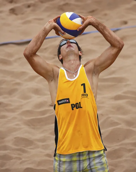 Poland Beach Volleyball Man Ball — Stock Photo, Image