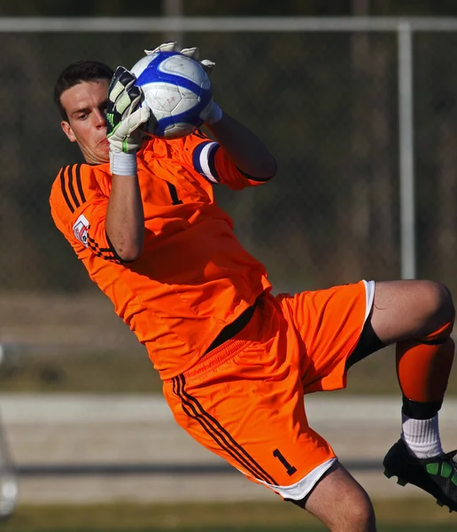 Canada calcio arancione custode salvare palla — Foto Stock