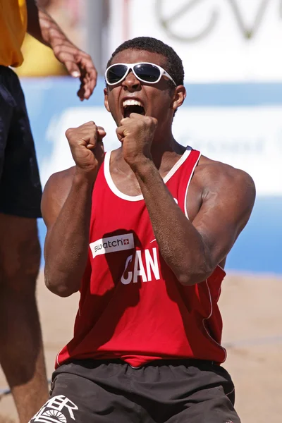 Beach volleyball canada win — Stock Photo, Image