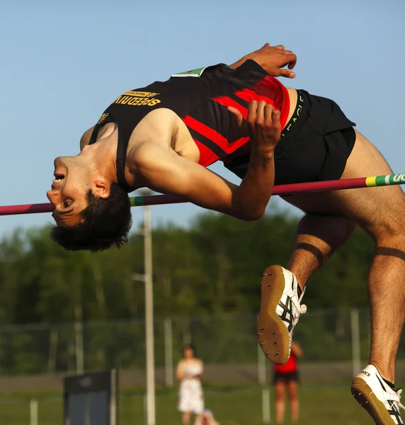 High Jump Man Bar Bend — Stock Photo, Image