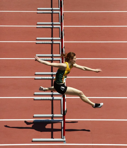 Hurdles Woman Run Track — Stock Photo, Image