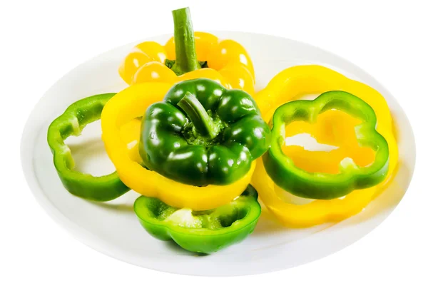 Groene en gele paprika — Stockfoto