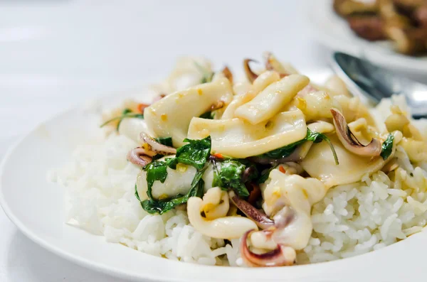Seafood and rice — Stock Photo, Image