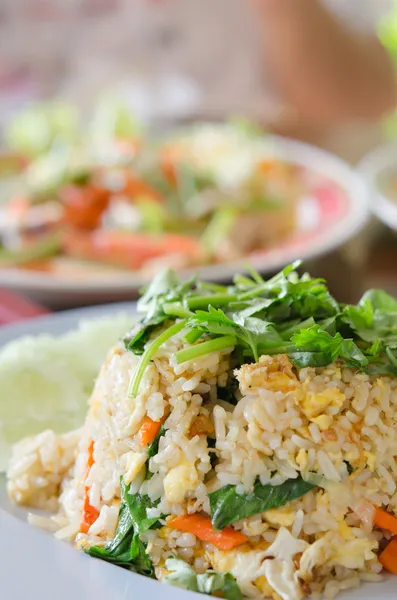Close up fried rice on dish — Stock Photo, Image